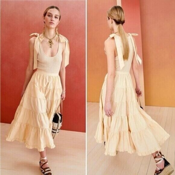 Ulla Johnson Hope Rib Knit Tiered Midi Dress - Picture 2 of 8